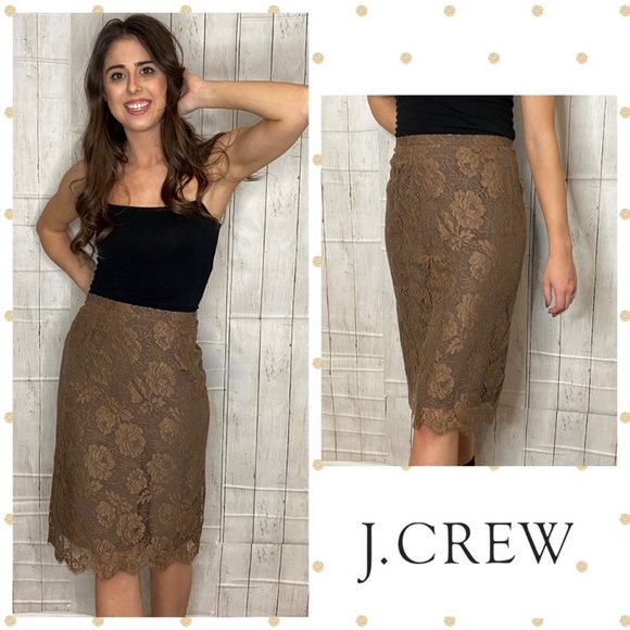 J. Crew Dresses & Skirts - J Crew Floral Lace Overlay Skirt Size 10 NWT
